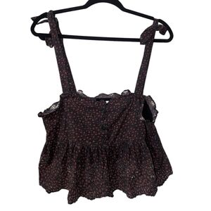 Urban Outfitters Floral Black and Red Women's Top